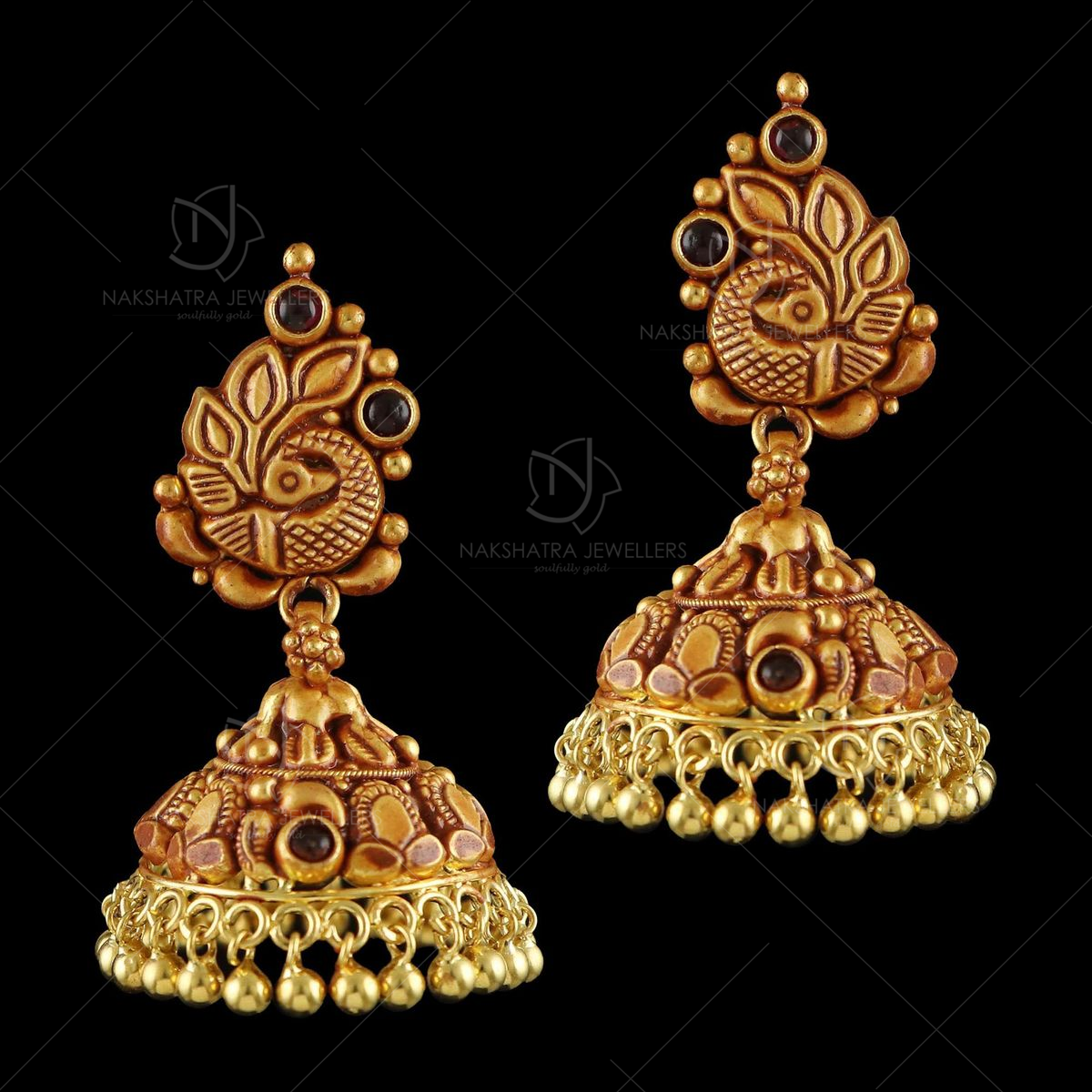 22K Yellow Gold Jhumka Earrings w/ Rubies (24.9gm) – Virani Jewelers