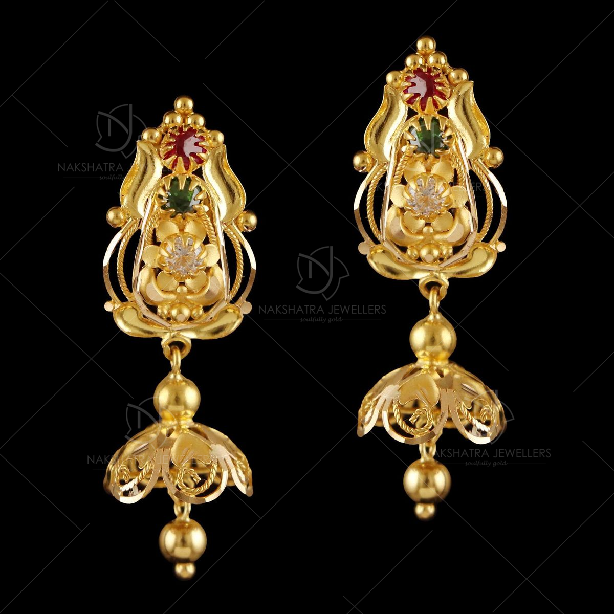 Premium Antique polish Grand Flower Festive Earrings – Nakshatra Chennai