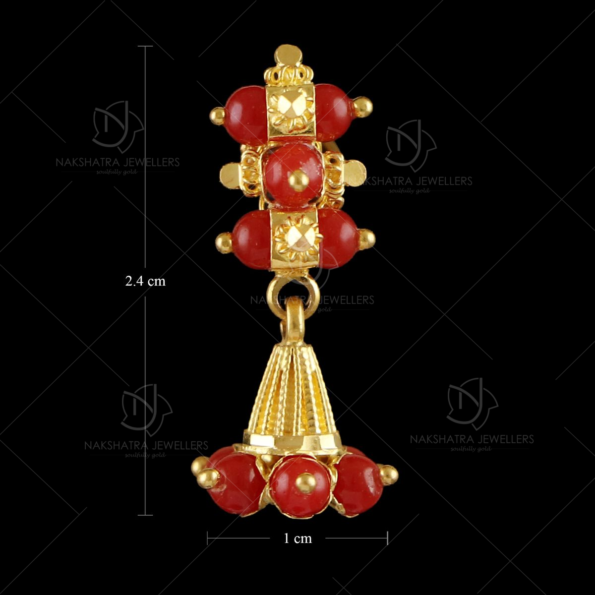 Gold Earrings With Pearl Coral - Lagu Bandhu