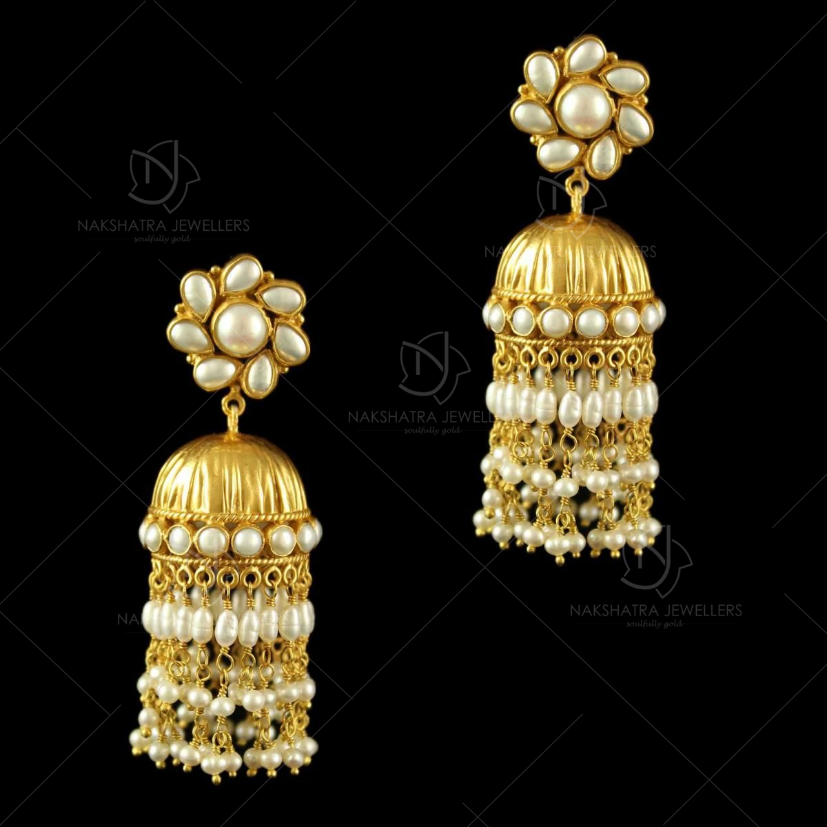 Fancy Indian Designer Earrings Golden Silver Crystals Pearl Bead #57175 |  Buy Jhumka Earrings Online