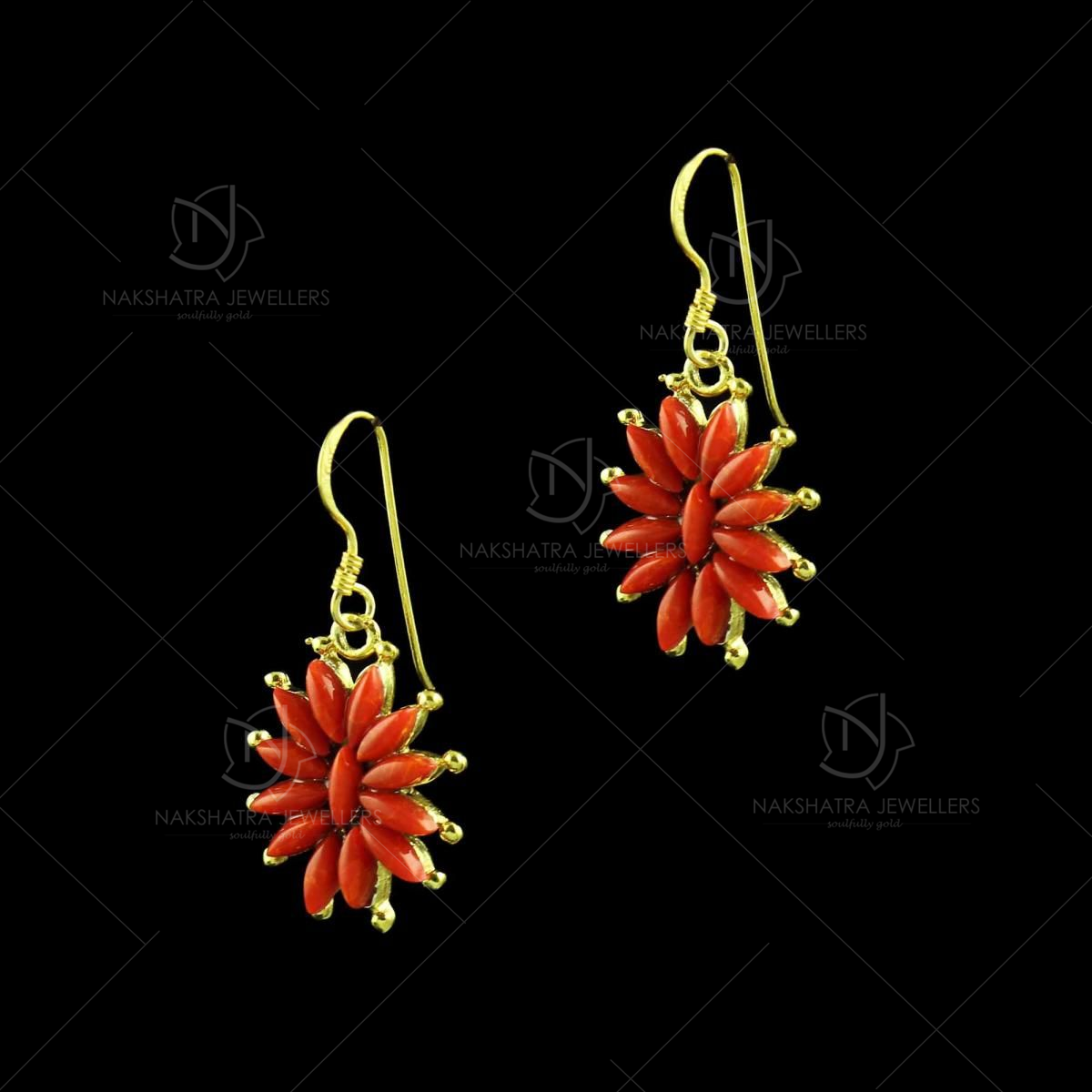 Rich Red Coral French Style Design Gold Filled Earrings – JTYDS