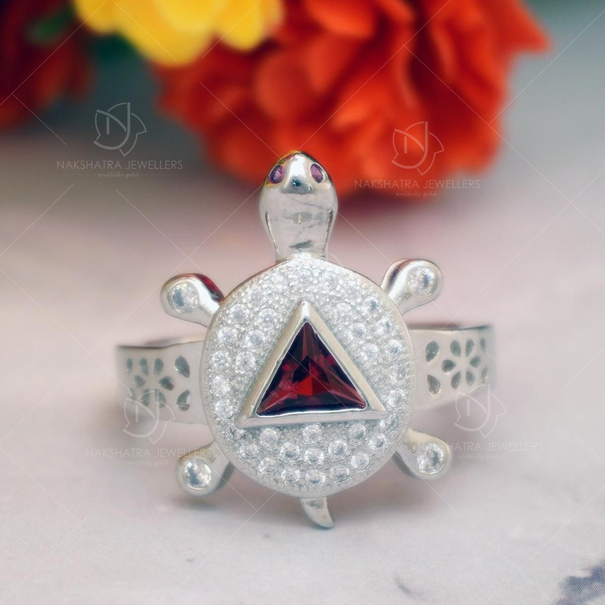 Tortoise Ring Made of Sterling Silver | Exotic India Art