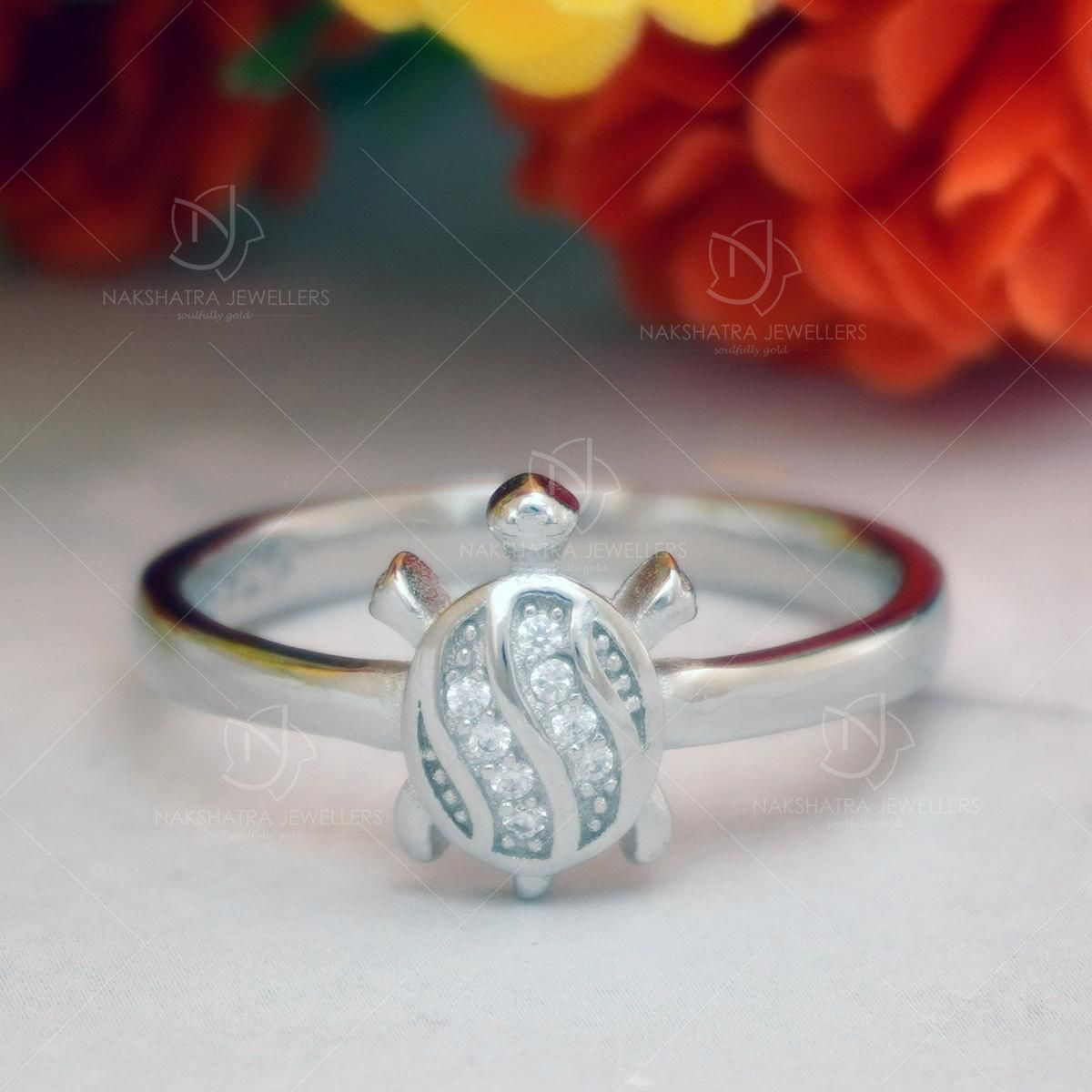 Pure silver store tortoise ring